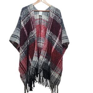 Woolrich One Size Plaid Open Front Poncho Wrap